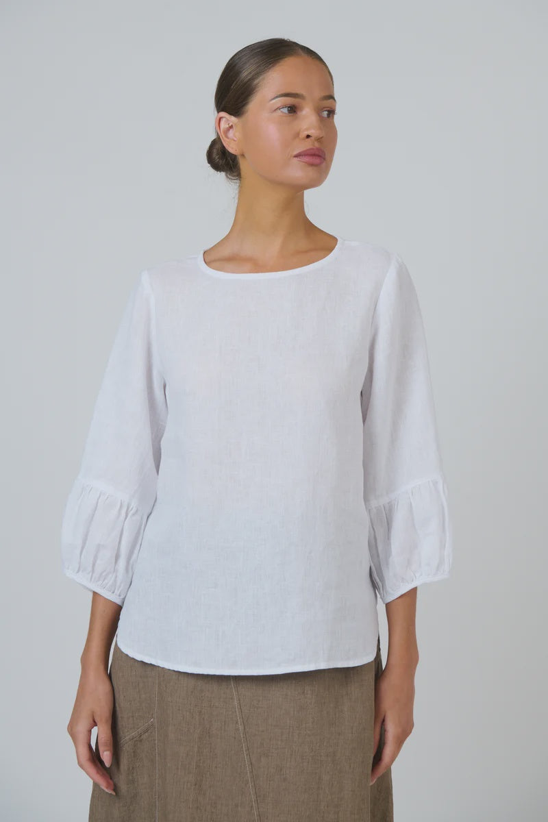 Oh Linen Top White