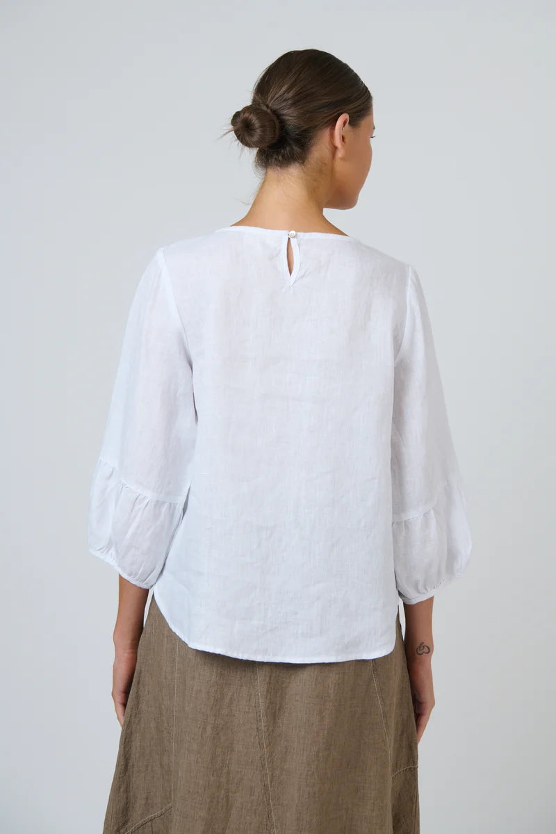 Oh Linen Top White