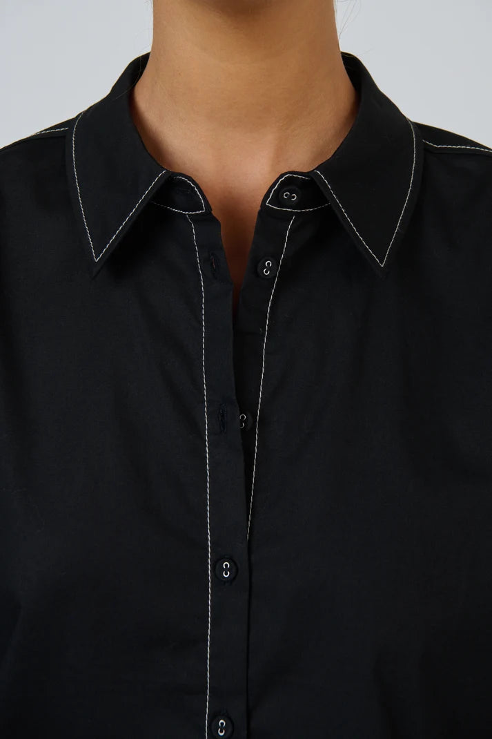 Tia Shirt Black Poplin