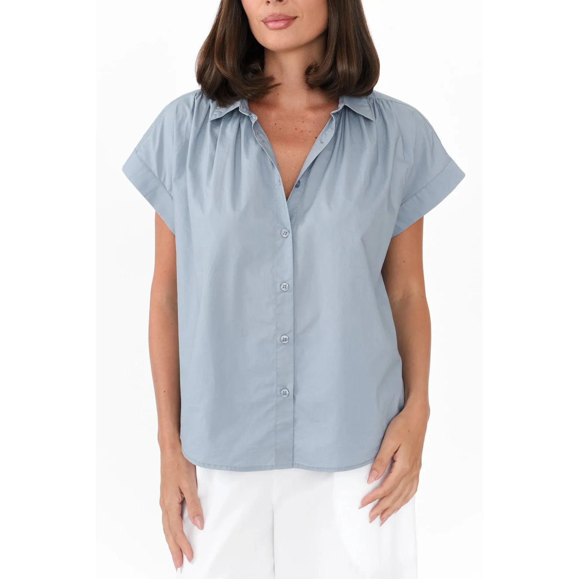 Harlyn Cap Sleeve Shorts /  Light Blue