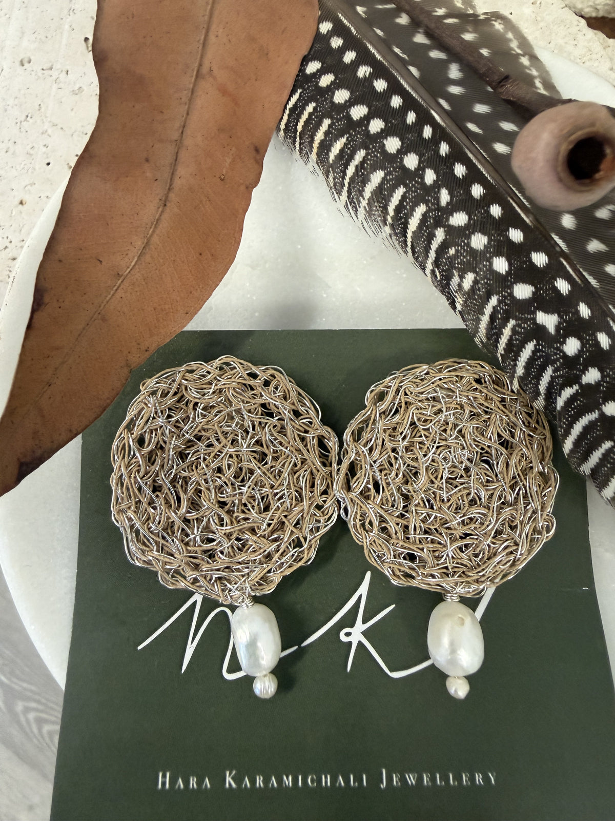 Magda Discus Round Pearl Earrings