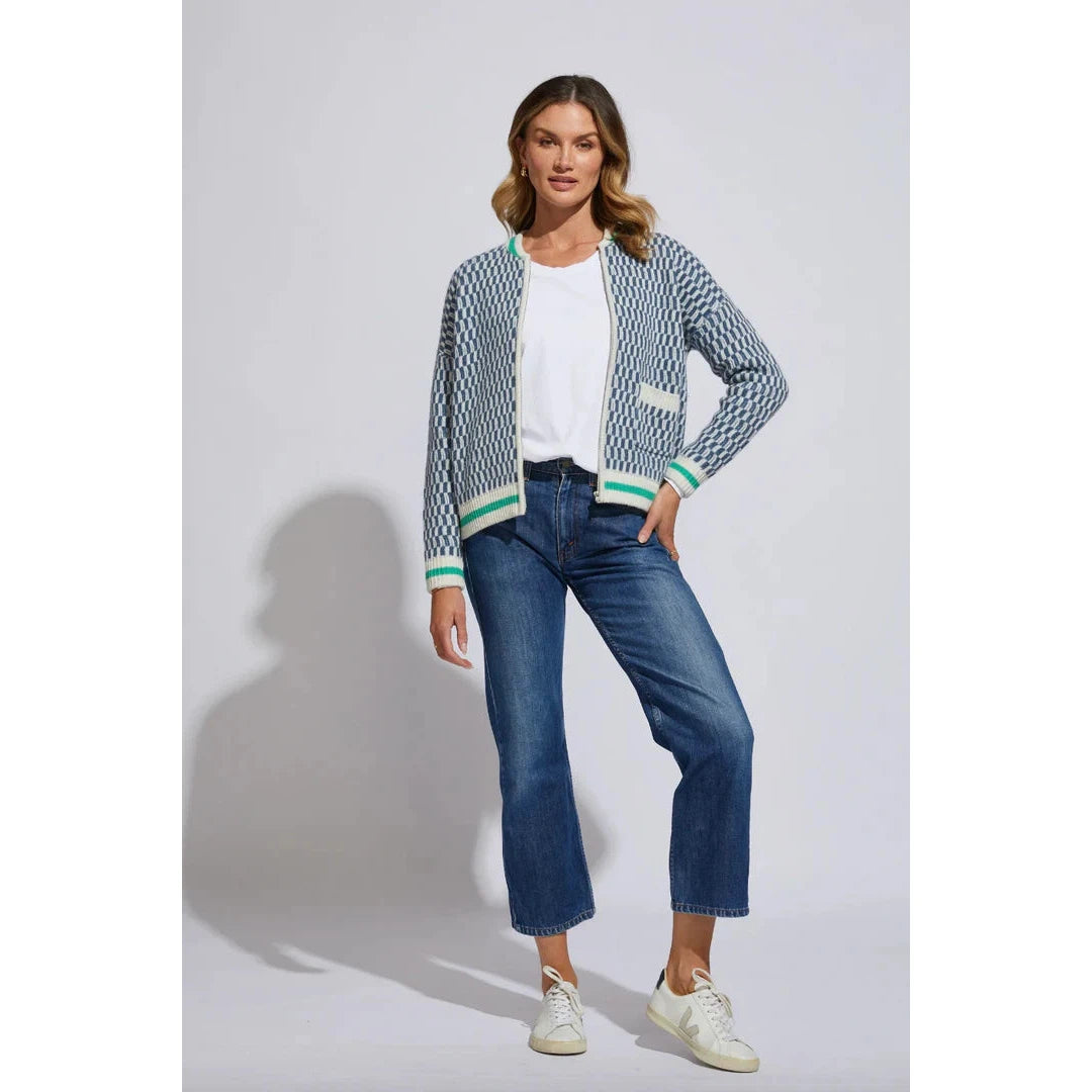 Jacquard Bomber Jacket White