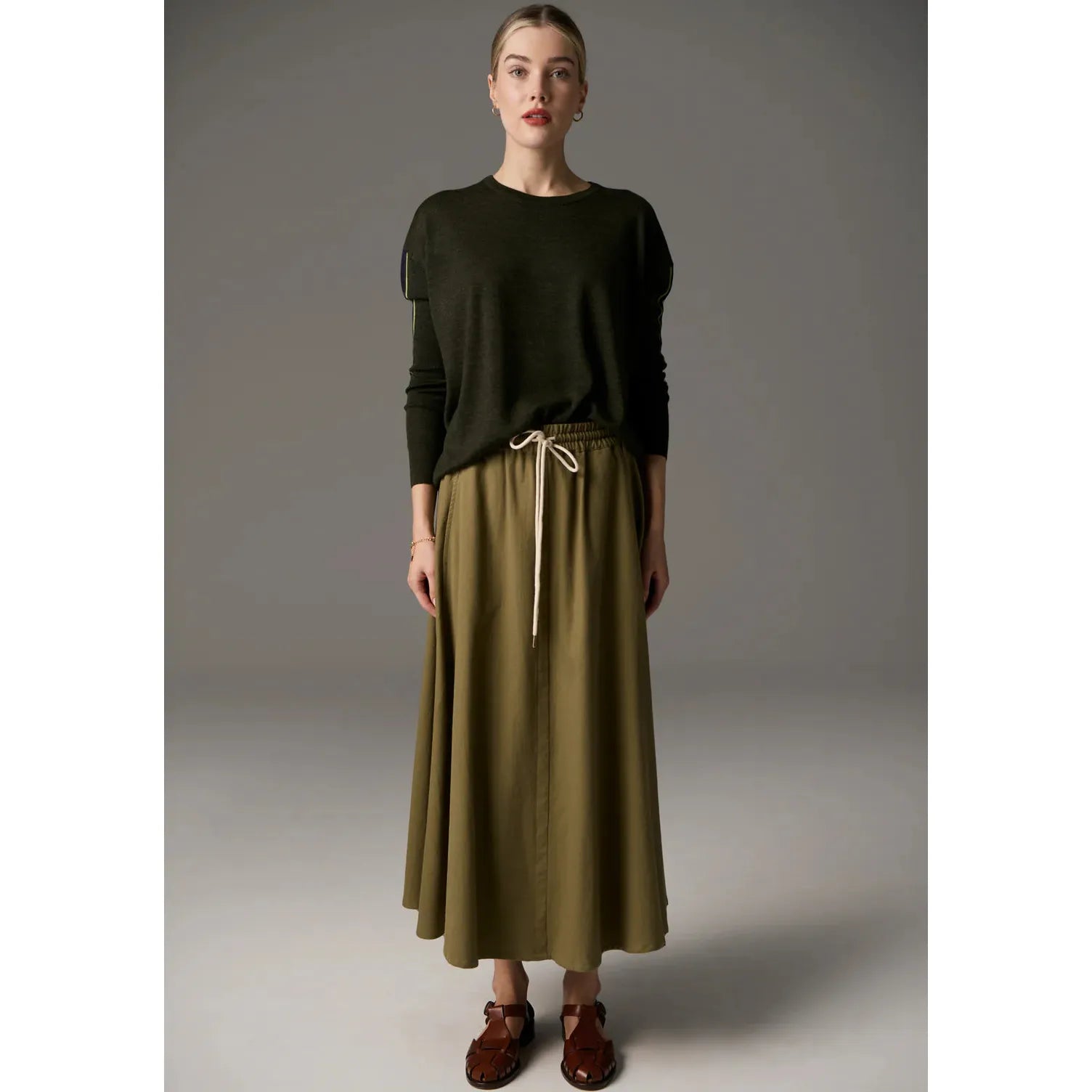 Bennet Draped Back Knit Khaki