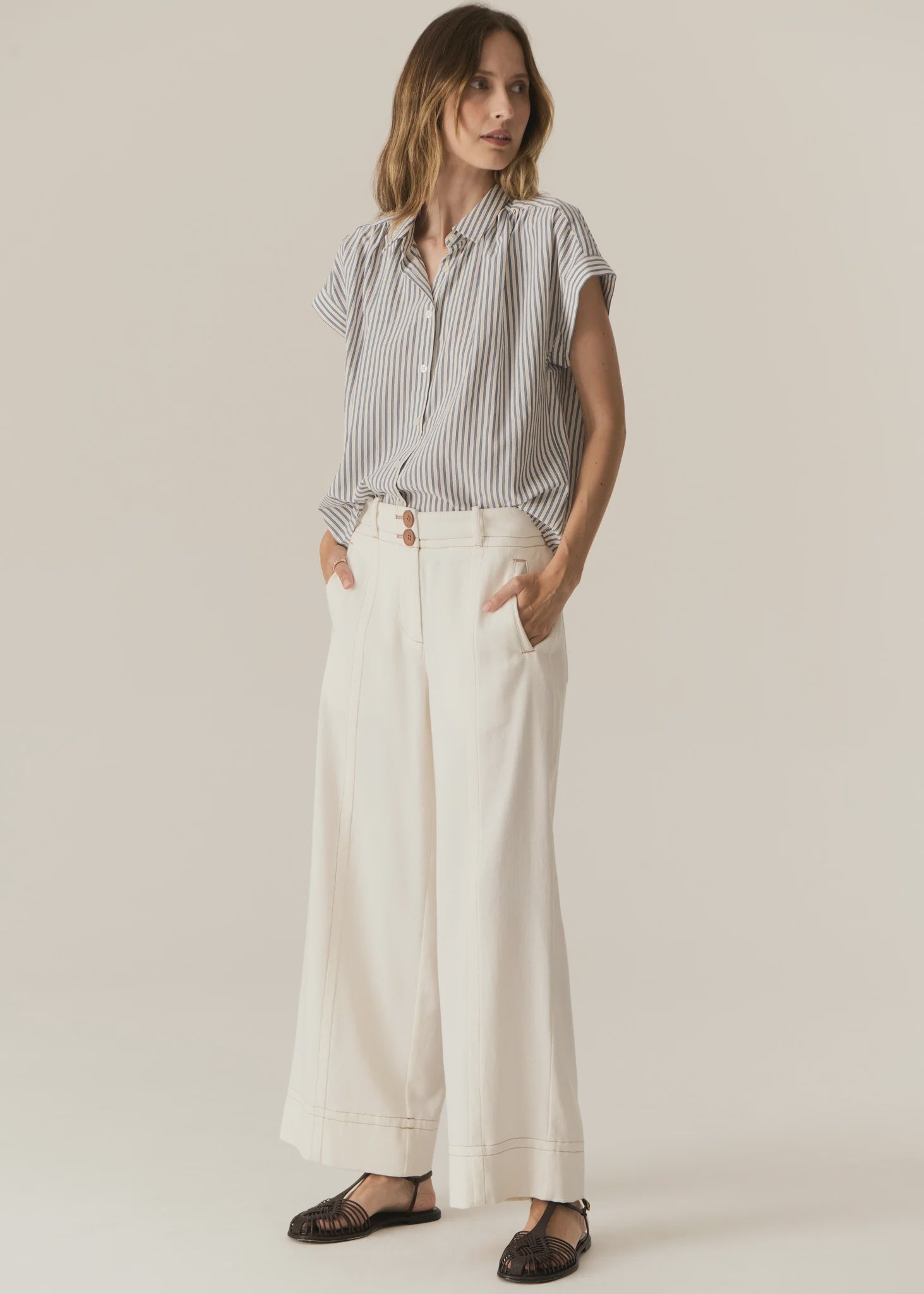 Carsen Full Length Pant Ecru
