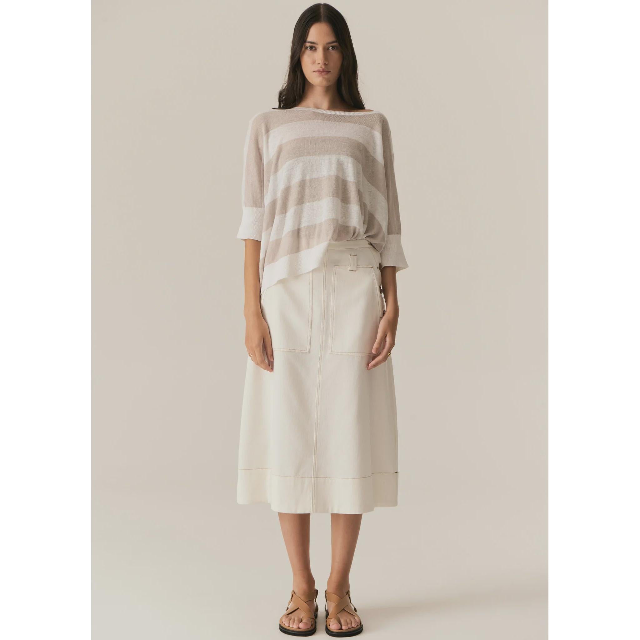 Miton Stripe Knit White/Pebble - Gateway Gifts