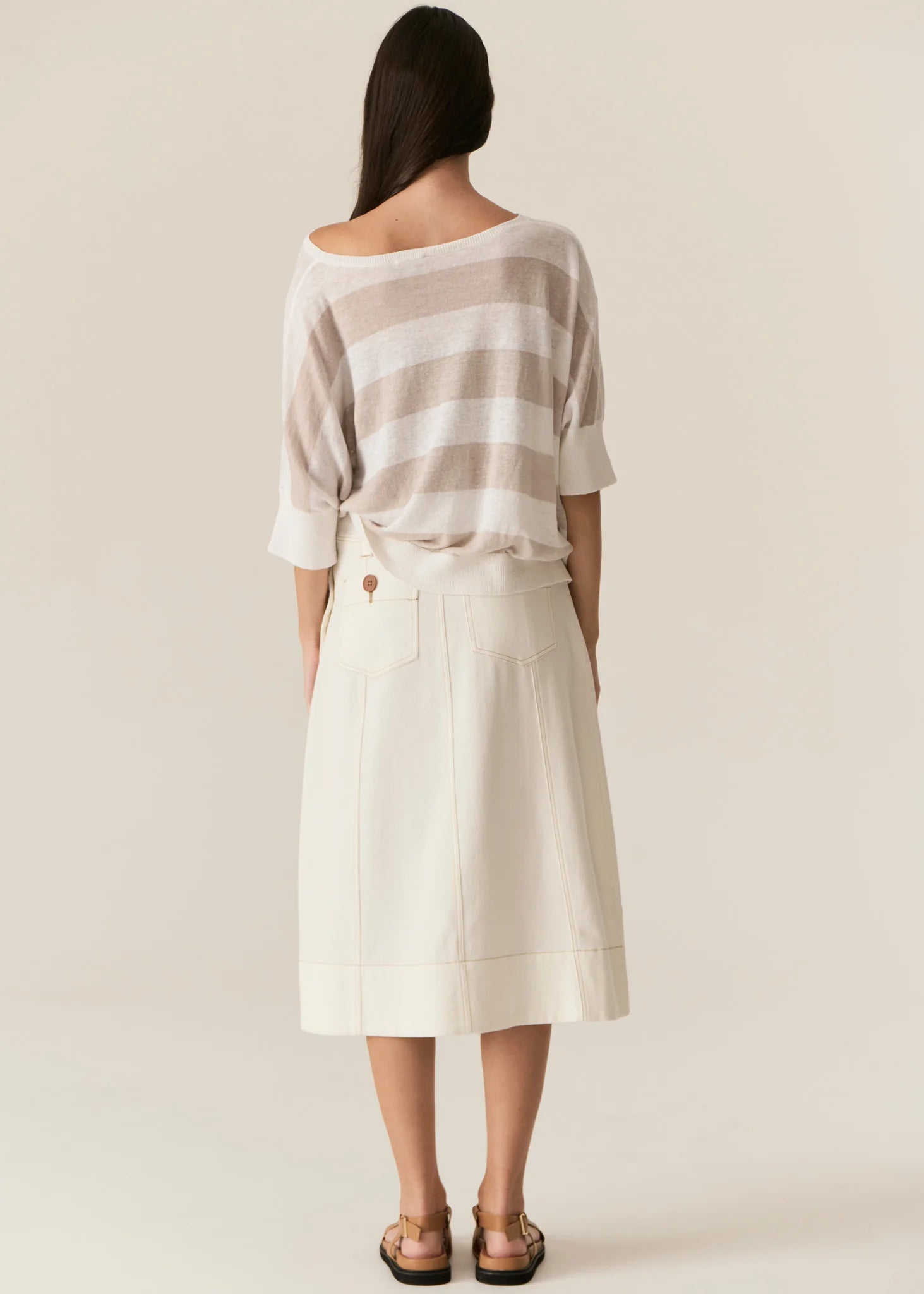Miton Stripe Knit White/Pebble