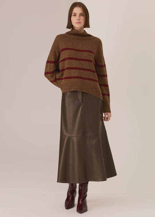 Astor Stripe Knit - Toffee/Wine - Gateway Gifts
