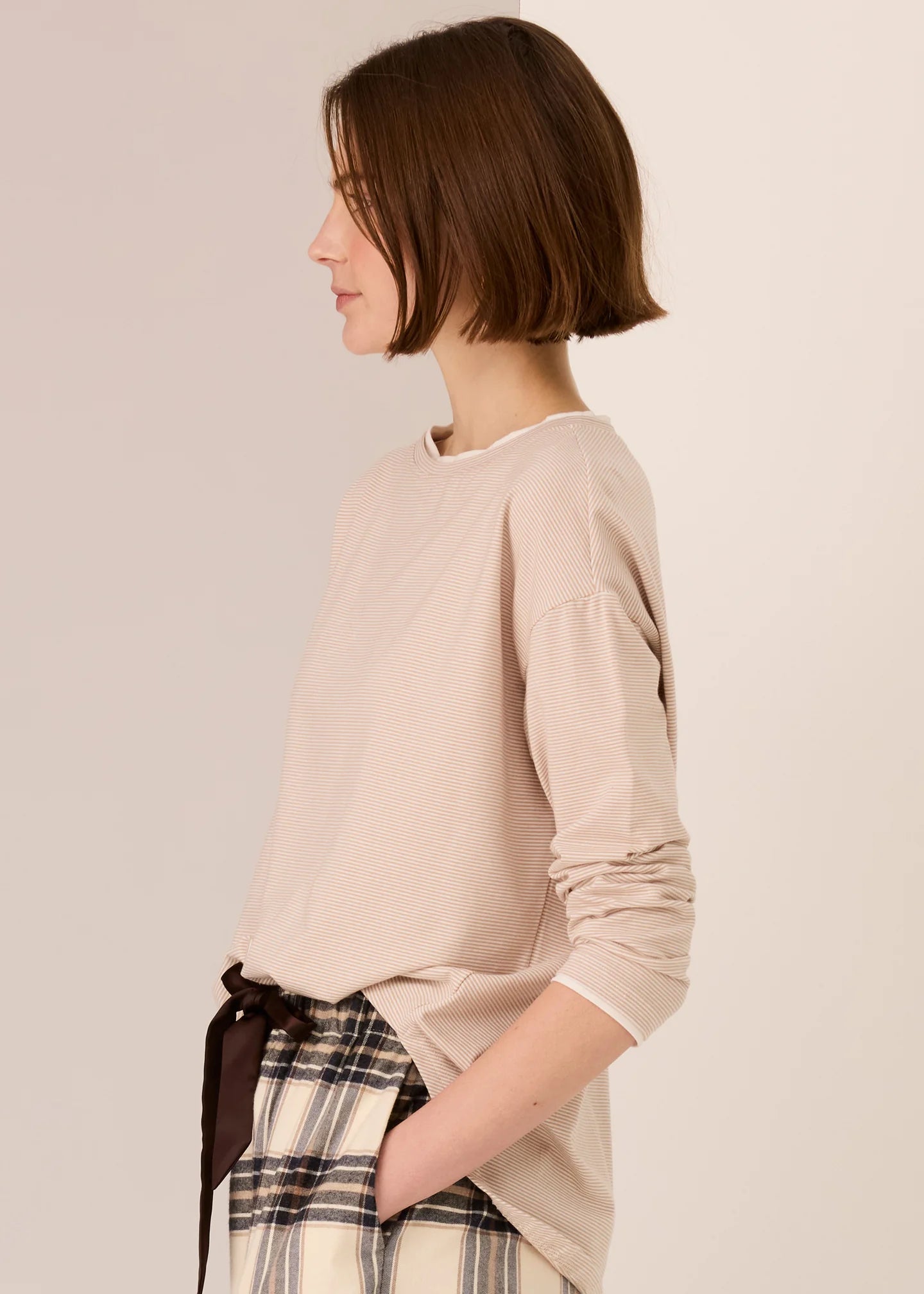 Mannix Stripe Long Sleeve - Pebble/White - Gateway Gifts