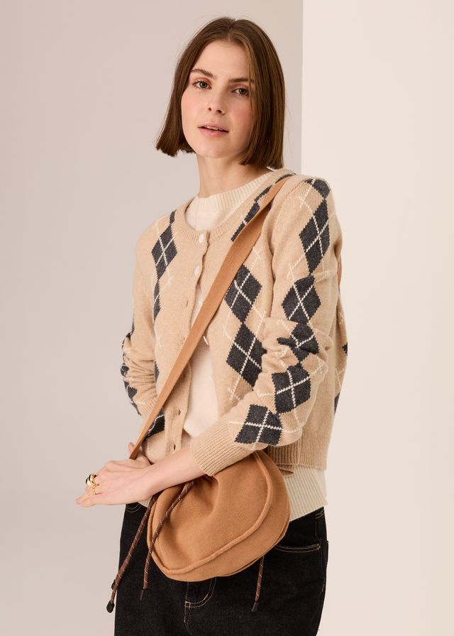 Loren Argyle Cardigan - Pebble/Charcoal - Gateway Gifts