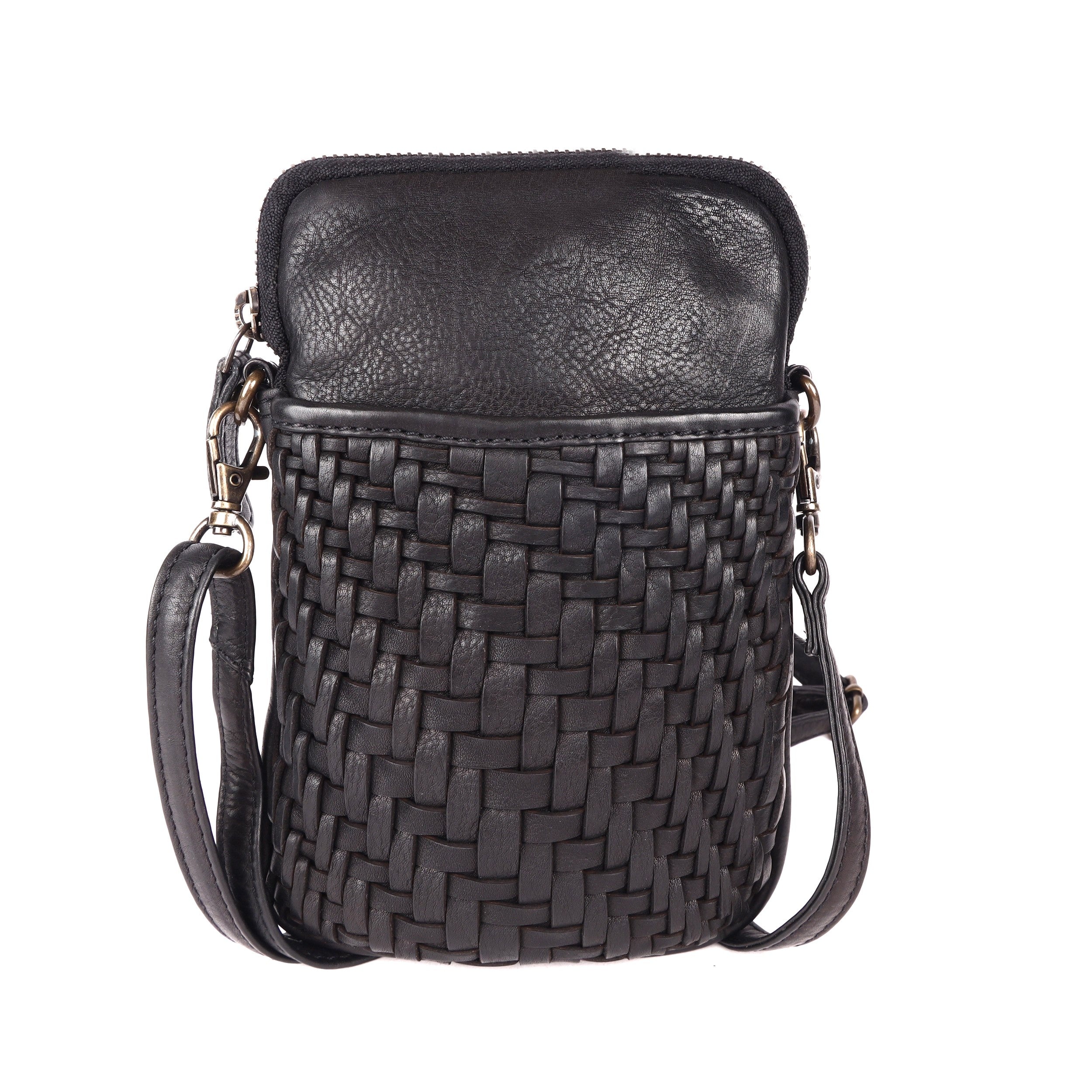 Rosebery Woven Phone Bag Black