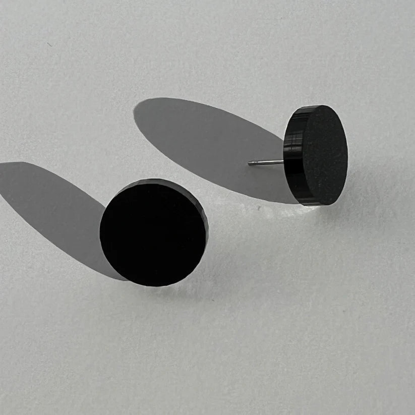 Set of 3 Studs - 15mm Round - Matte Ivory Beige / Matte Olive Green / Matte Black - Gateway Gifts