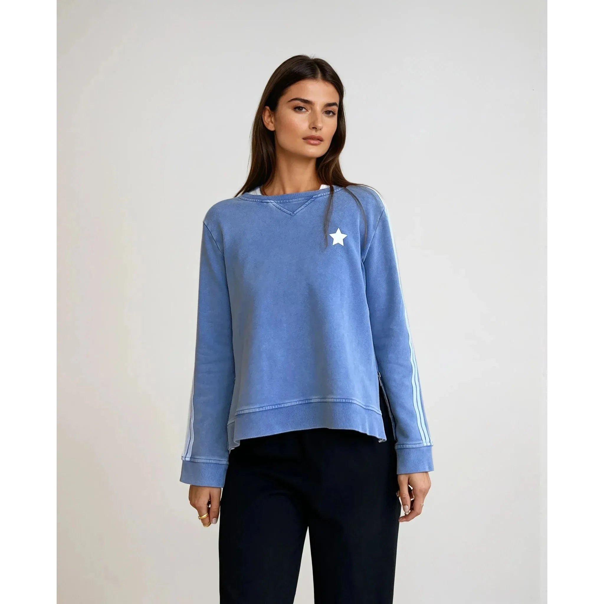 Arm Stripe Sweat - Washed Blue - Gateway Gifts