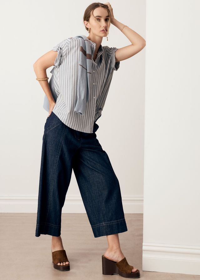 Bay Shirt Blue/Choc Stripe
