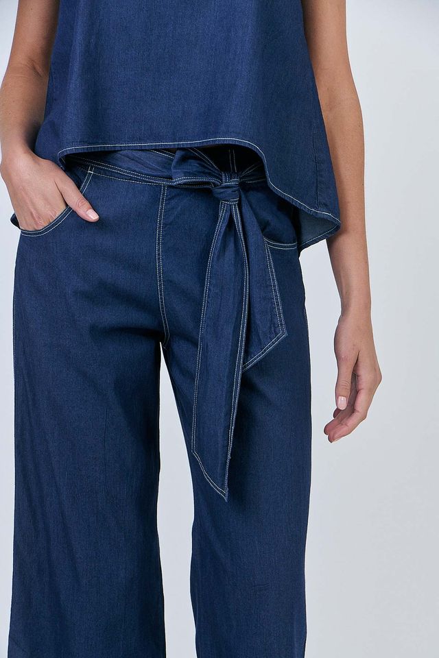 Chambray Belted Pant