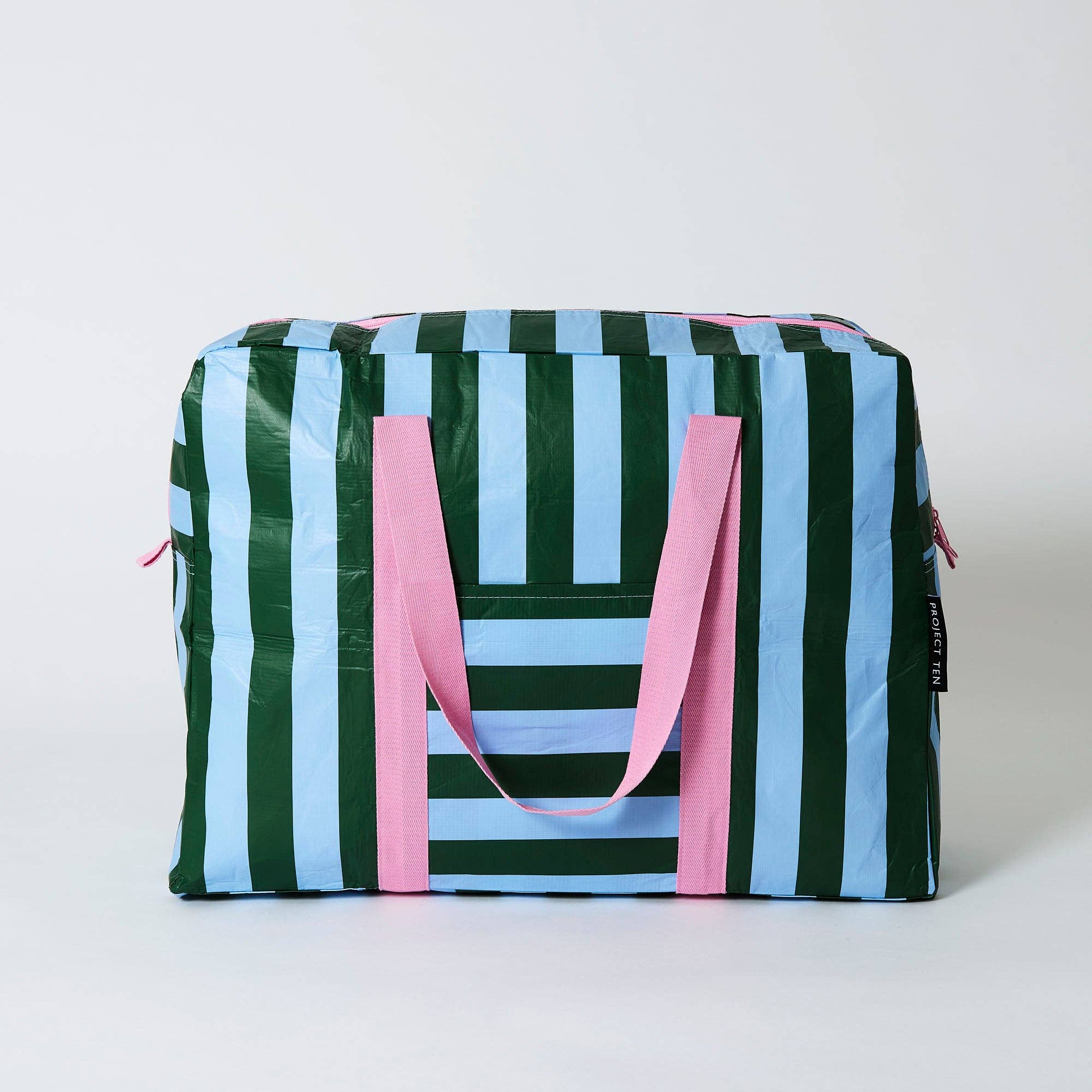 Green Blue Stripe Overnight Bag