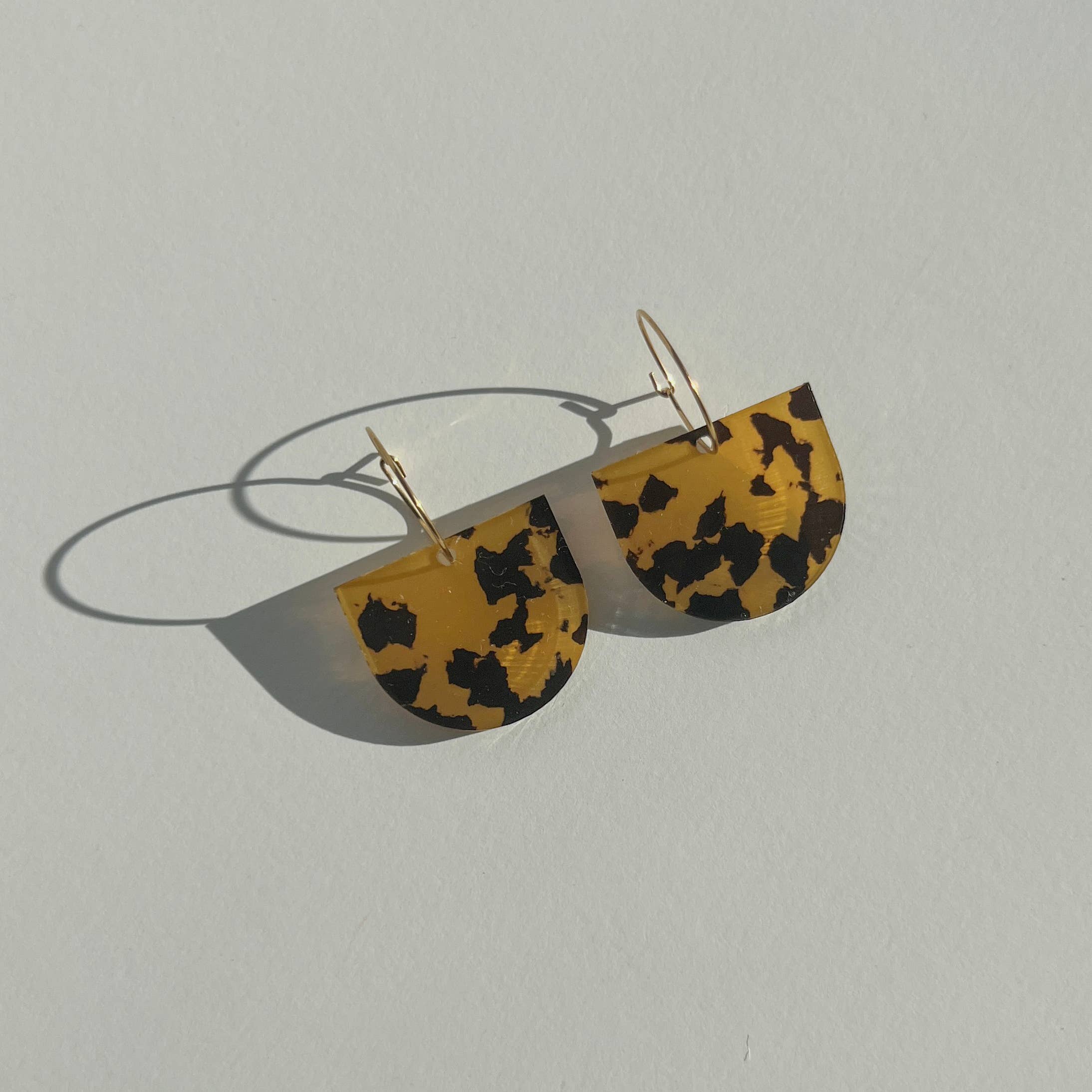 Gold Hoop and Arch Dangle Earrings - Honey Tortoise Shell - Gateway Gifts