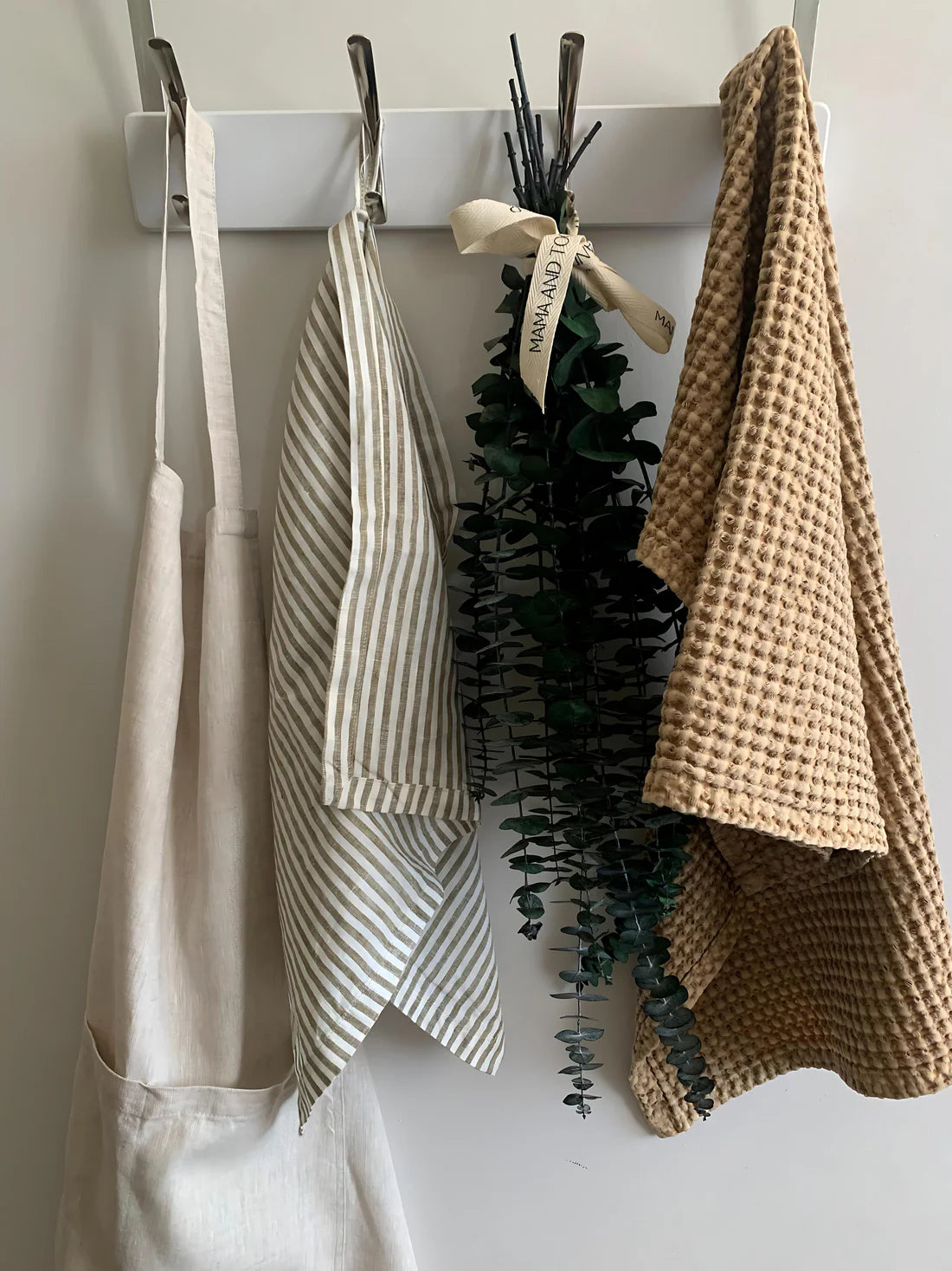 100% Organic Cotton Waffle Tea Towel / Light Rust, Cream & Natural - Gateway Gifts