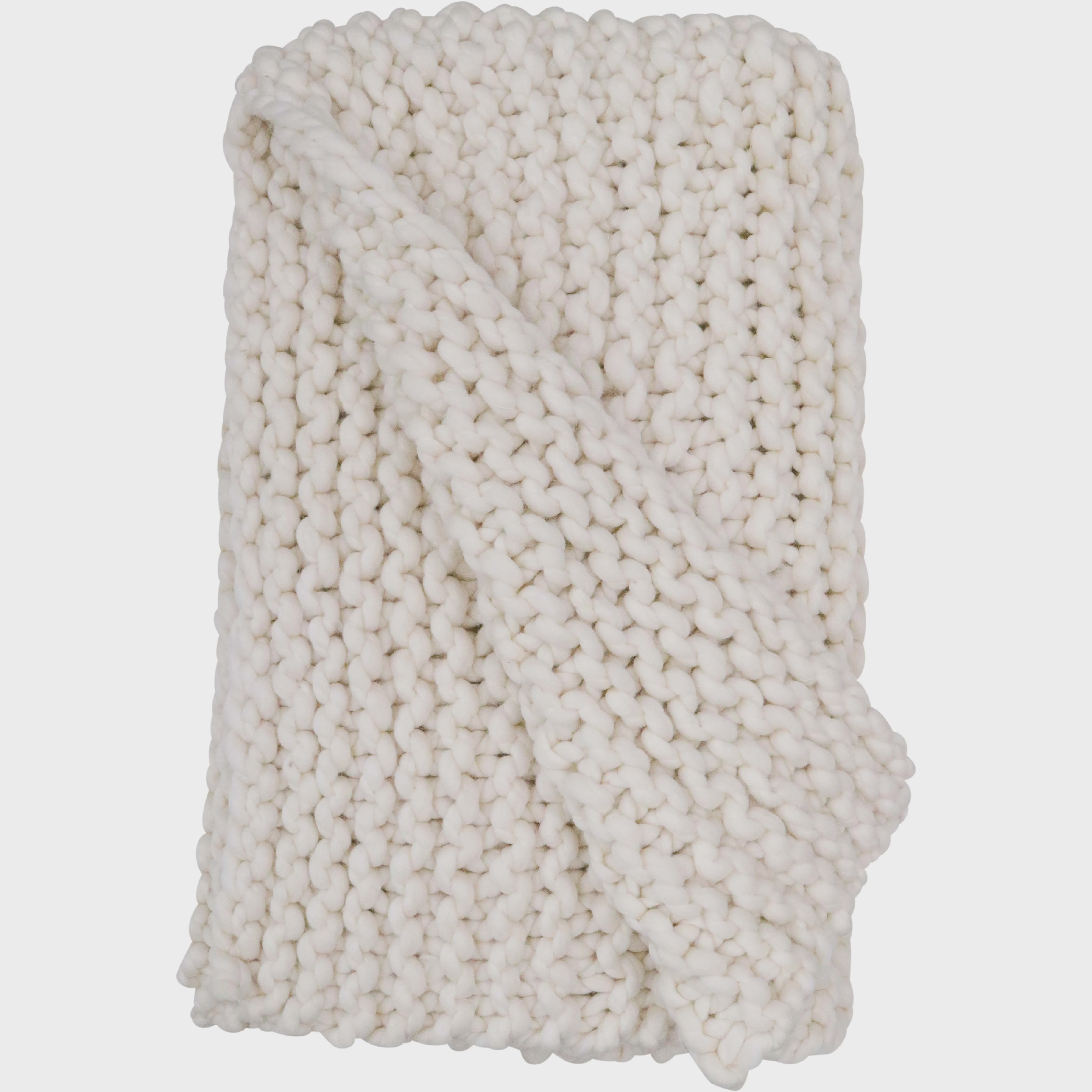 Tuck Stitch Chunky Throw Creme