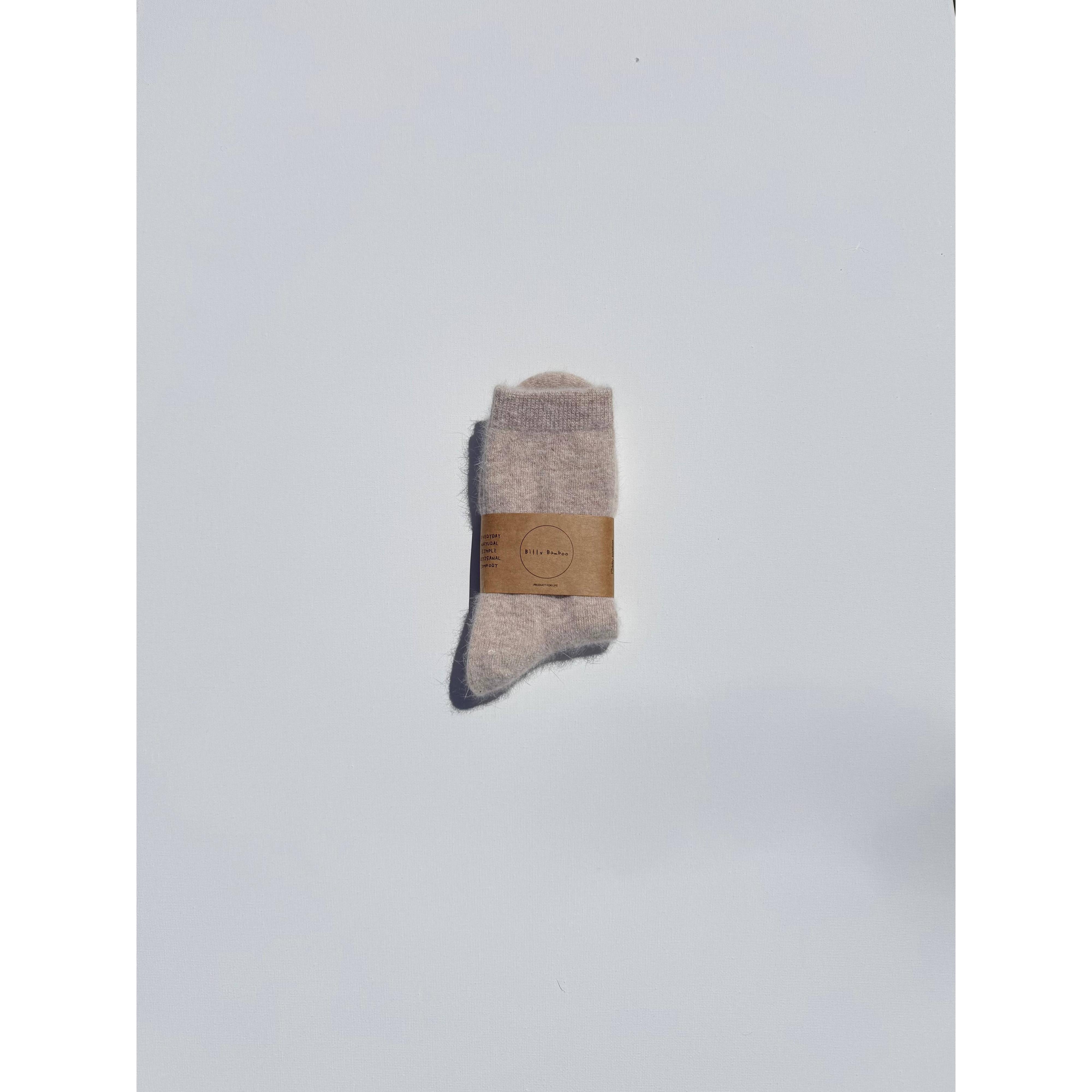 FLUFFY ANGORA SOCKS - NEUTRAL: Black / Women’s 7.5 - 11.5, Men’s 6.5 - 10.5