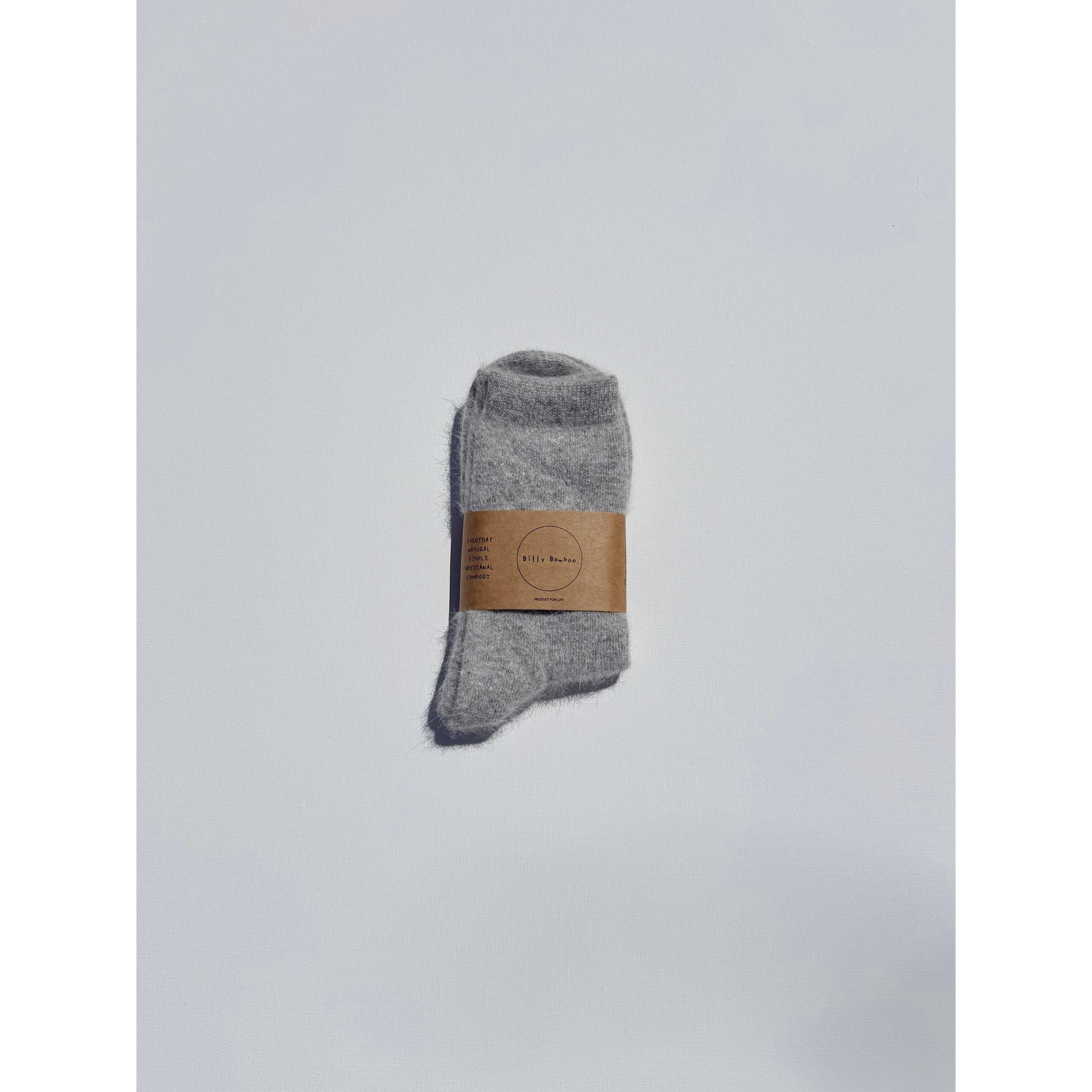 FLUFFY ANGORA SOCKS - NEUTRAL: Dark brown / Women’s 7.5 - 11.5, Men’s 6.5 - 10.5