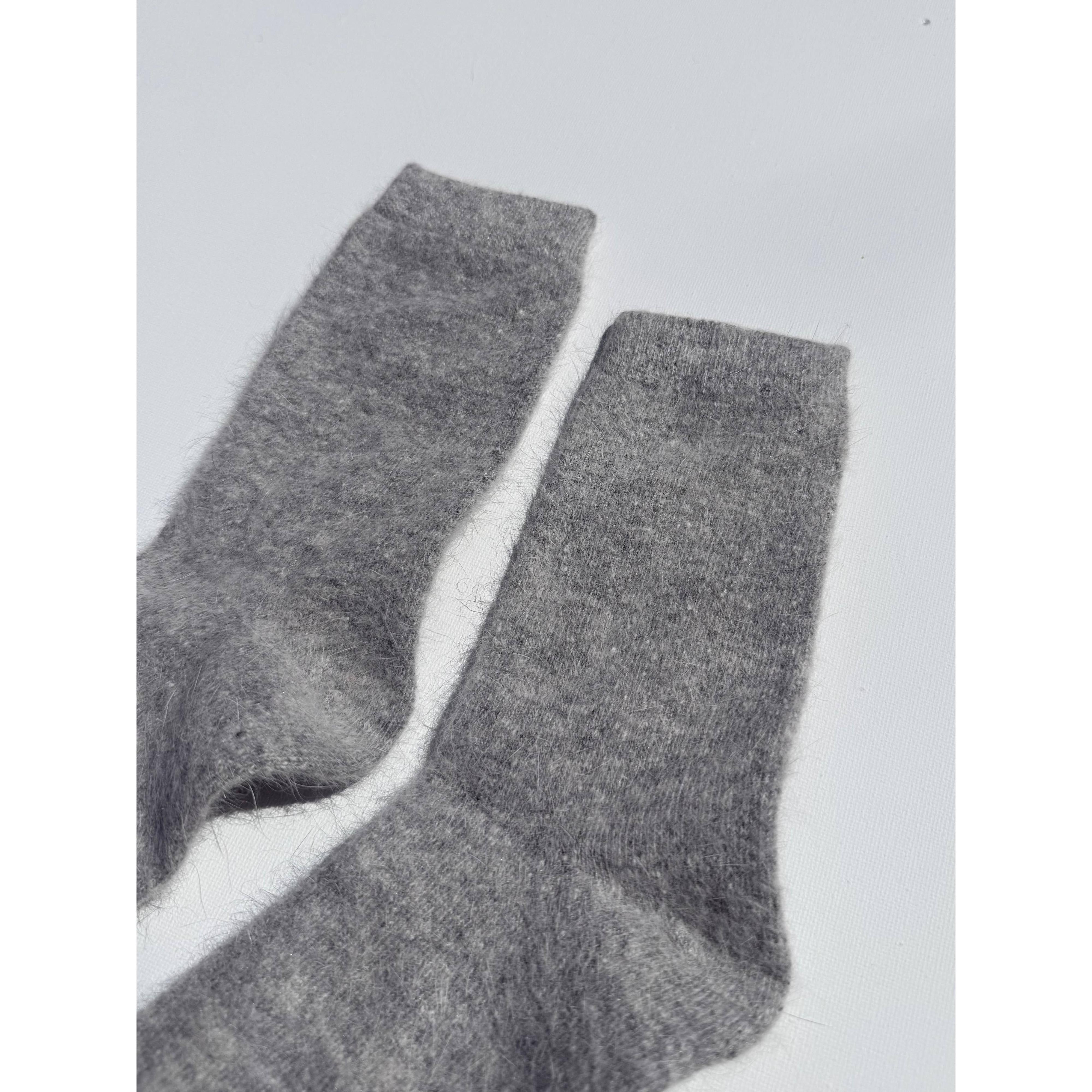 FLUFFY ANGORA SOCKS - NEUTRAL: Dark brown / Women’s 7.5 - 11.5, Men’s 6.5 - 10.5