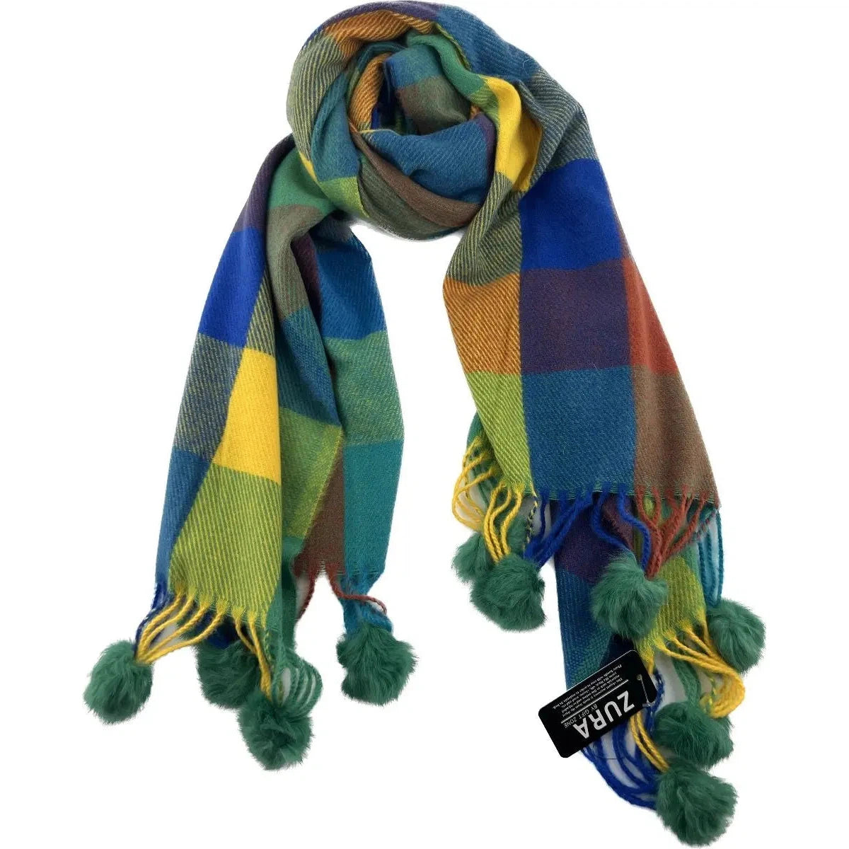 Check Pom Pom  scarf