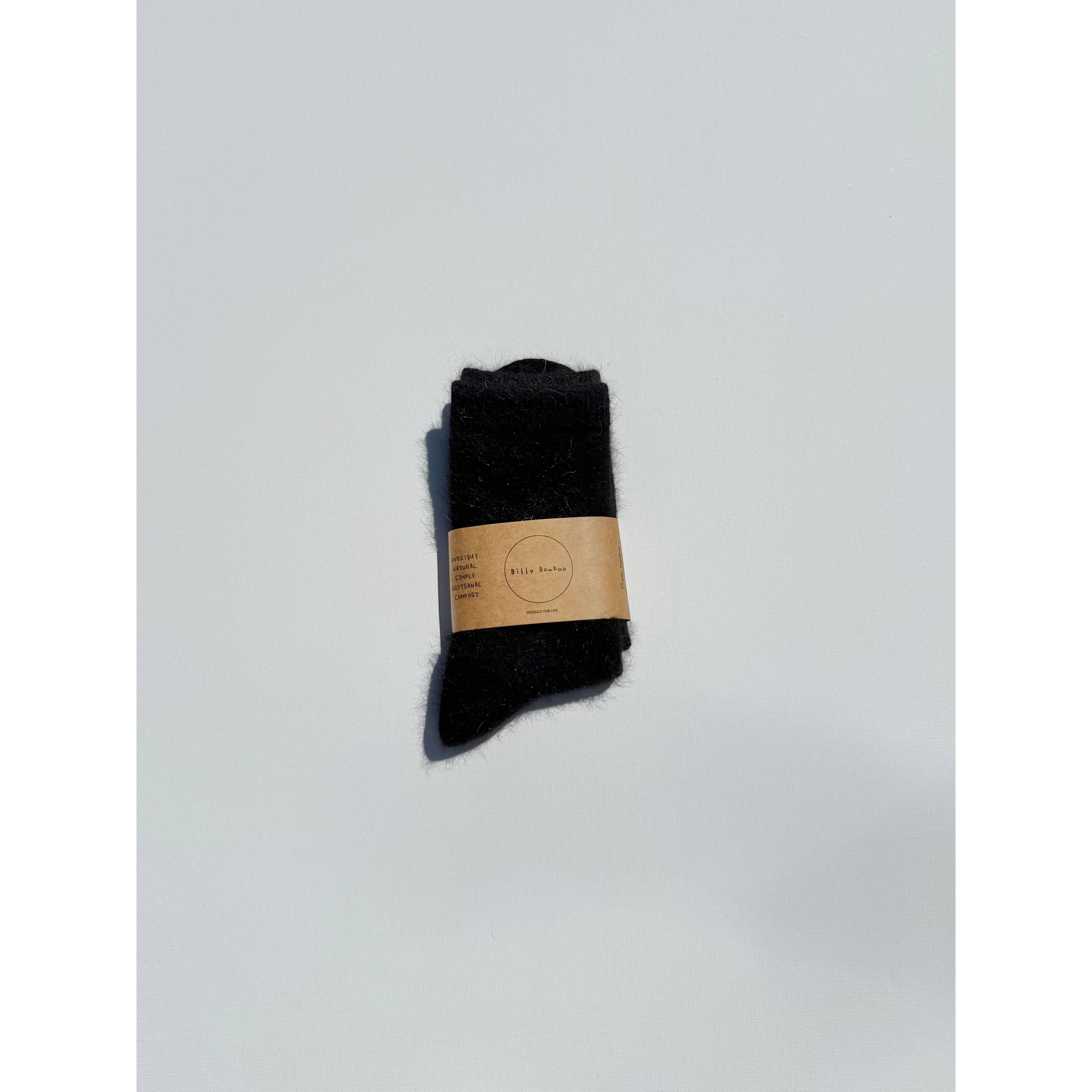 FLUFFY ANGORA SOCKS - NEUTRAL: Black / Women’s 7.5 - 11.5, Men’s 6.5 - 10.5