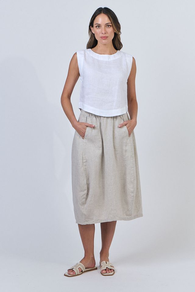 Bella Linen Top - White