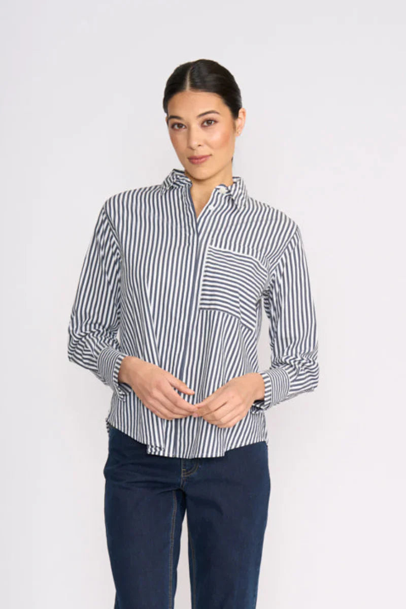 Sew Directional Shirt / Navy Wide Stripe - Gateway Gifts