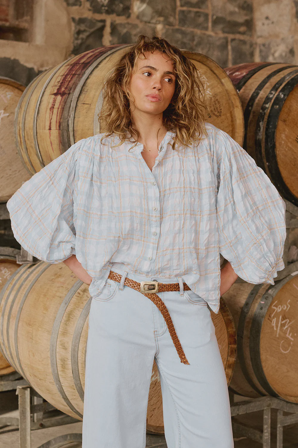 Freida Check Shirt Blue - Gateway Gifts