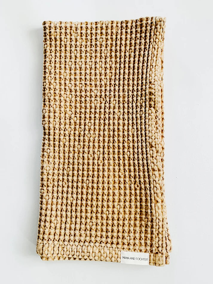 100% Organic Cotton Waffle Tea Towel / Light Rust, Cream & Natural - Gateway Gifts