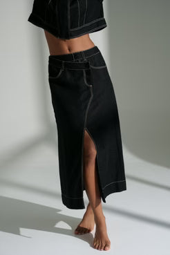 Jax Linen Skirt Black - Gateway Gifts