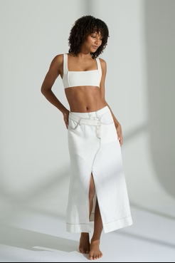 Jax LInen Skirt Ivory - Gateway Gifts