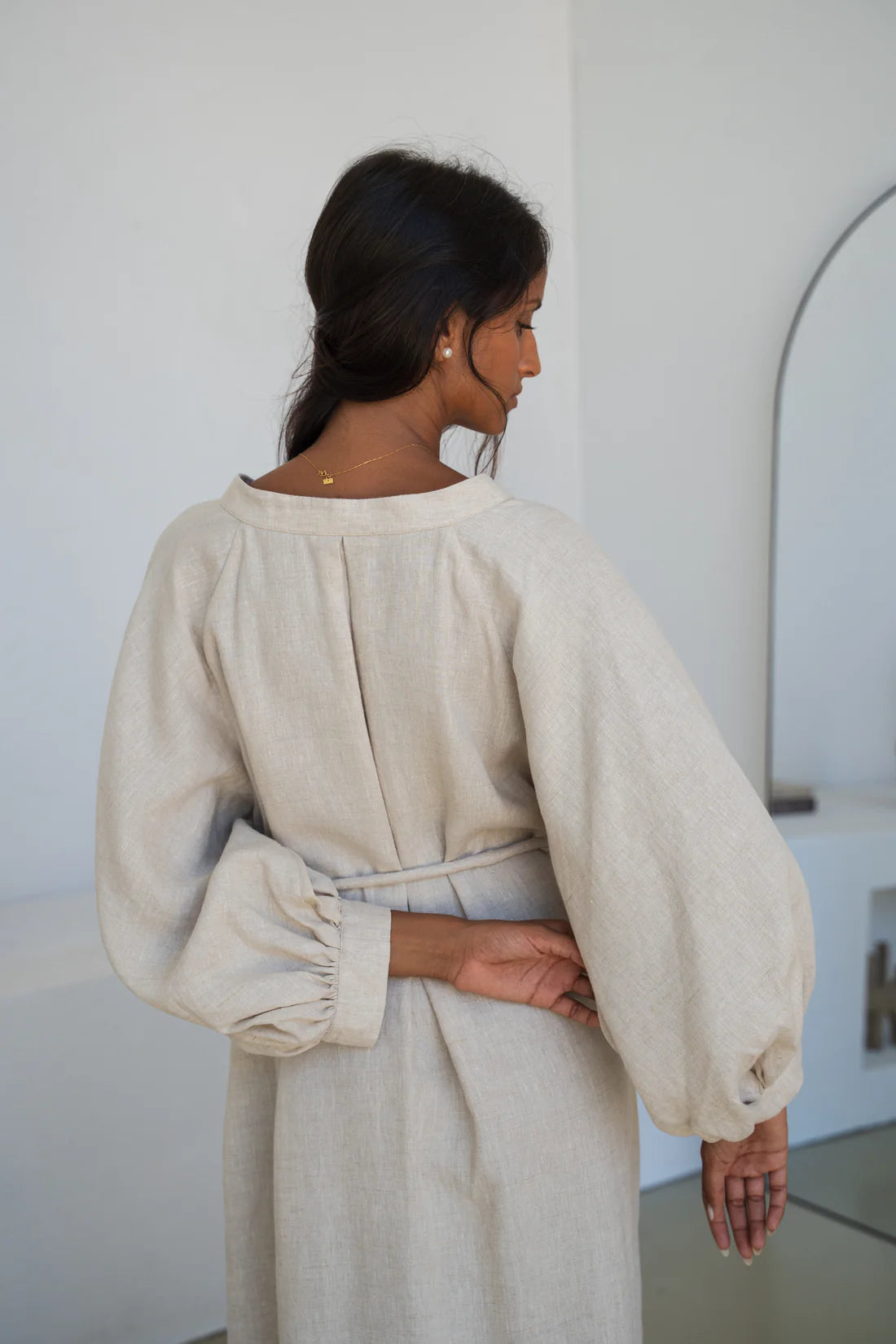 Mae Linen Dress Oatmeal - Gateway Gifts