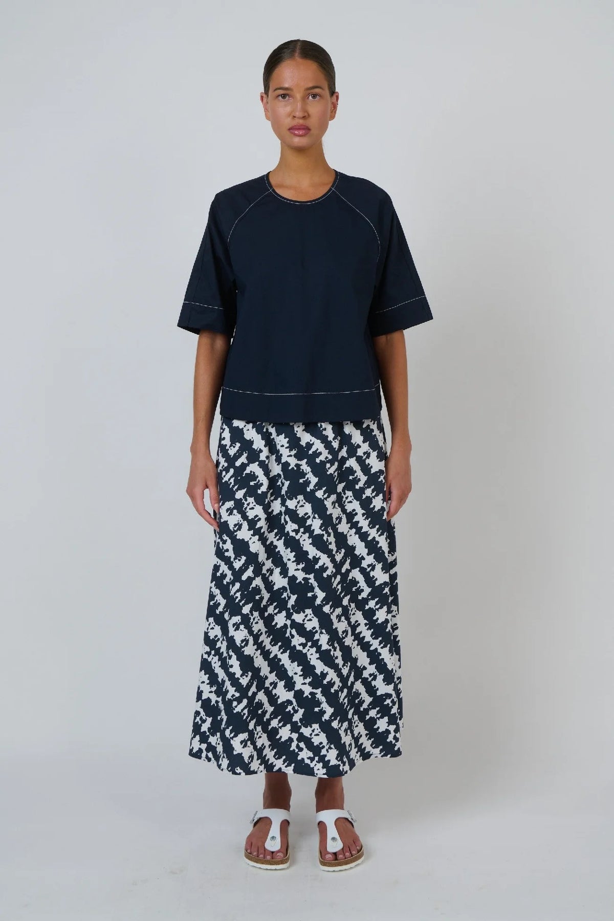 Tori Poplin Top Navy - Gateway Gifts
