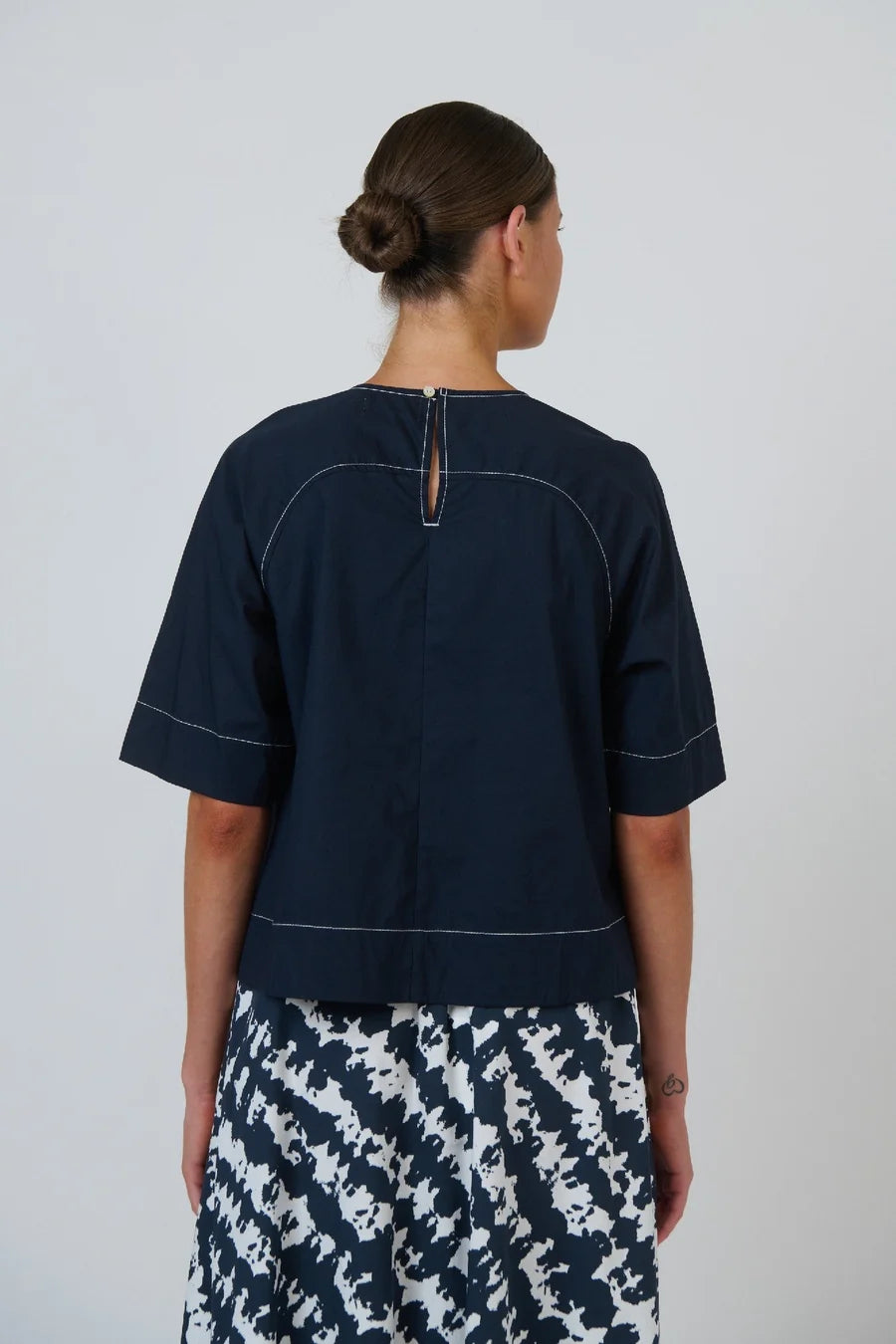 Tori Poplin Top Navy - Gateway Gifts