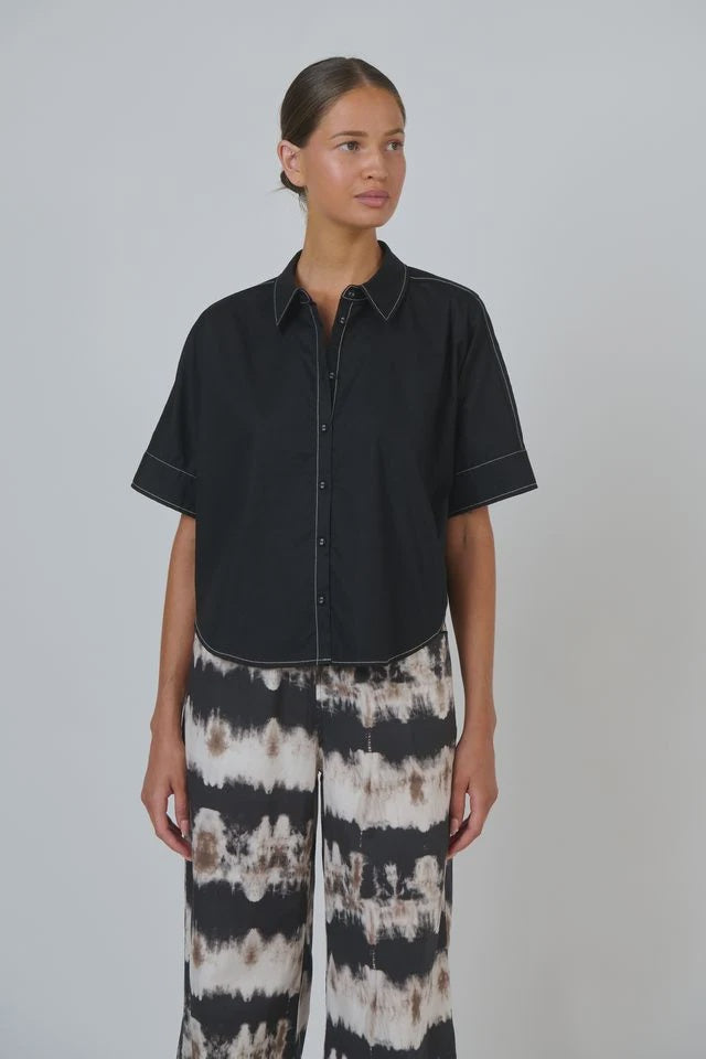 Tia Shirt Black Poplin