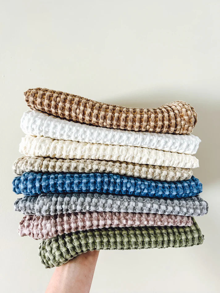 100% Organic Cotton Waffle Tea Towel / Light Rust, Cream & Natural - Gateway Gifts