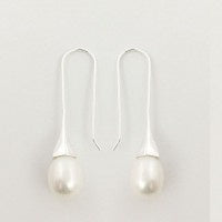 Silver Long Hook Pearl Earring