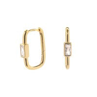 Gold Clear Rectangle Earring